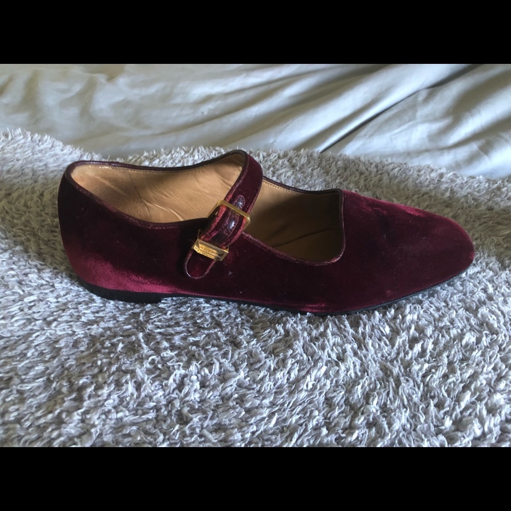 Red velvet The Row Ava Mary Jane flats